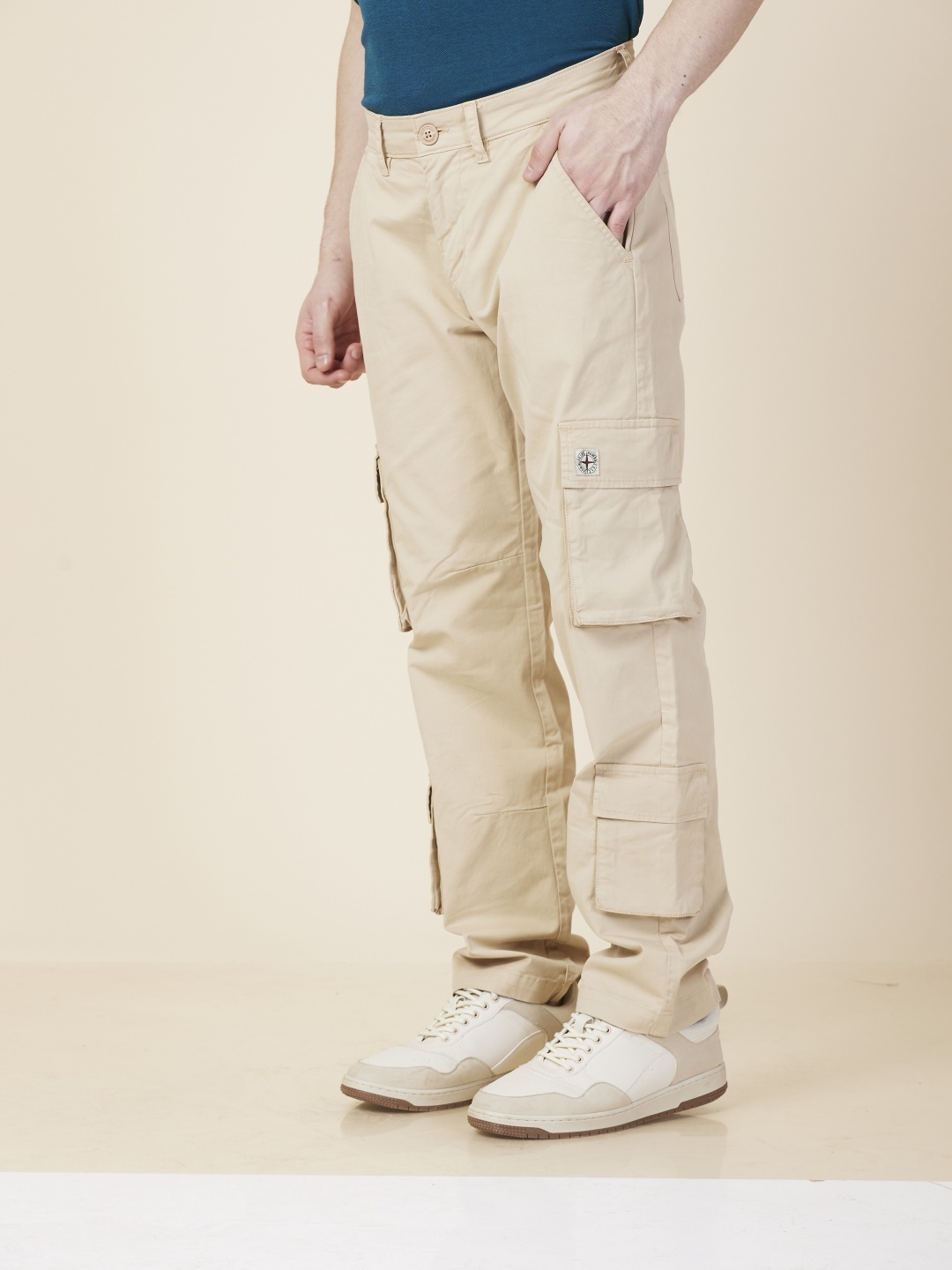Being Human Men Beige Solid Cargo