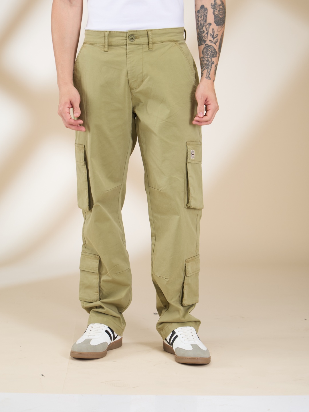 Being Human Men Green Solid Cargo