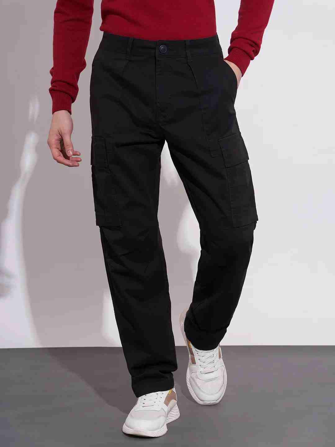 Being Human Mens Black Slim Fit Cargos