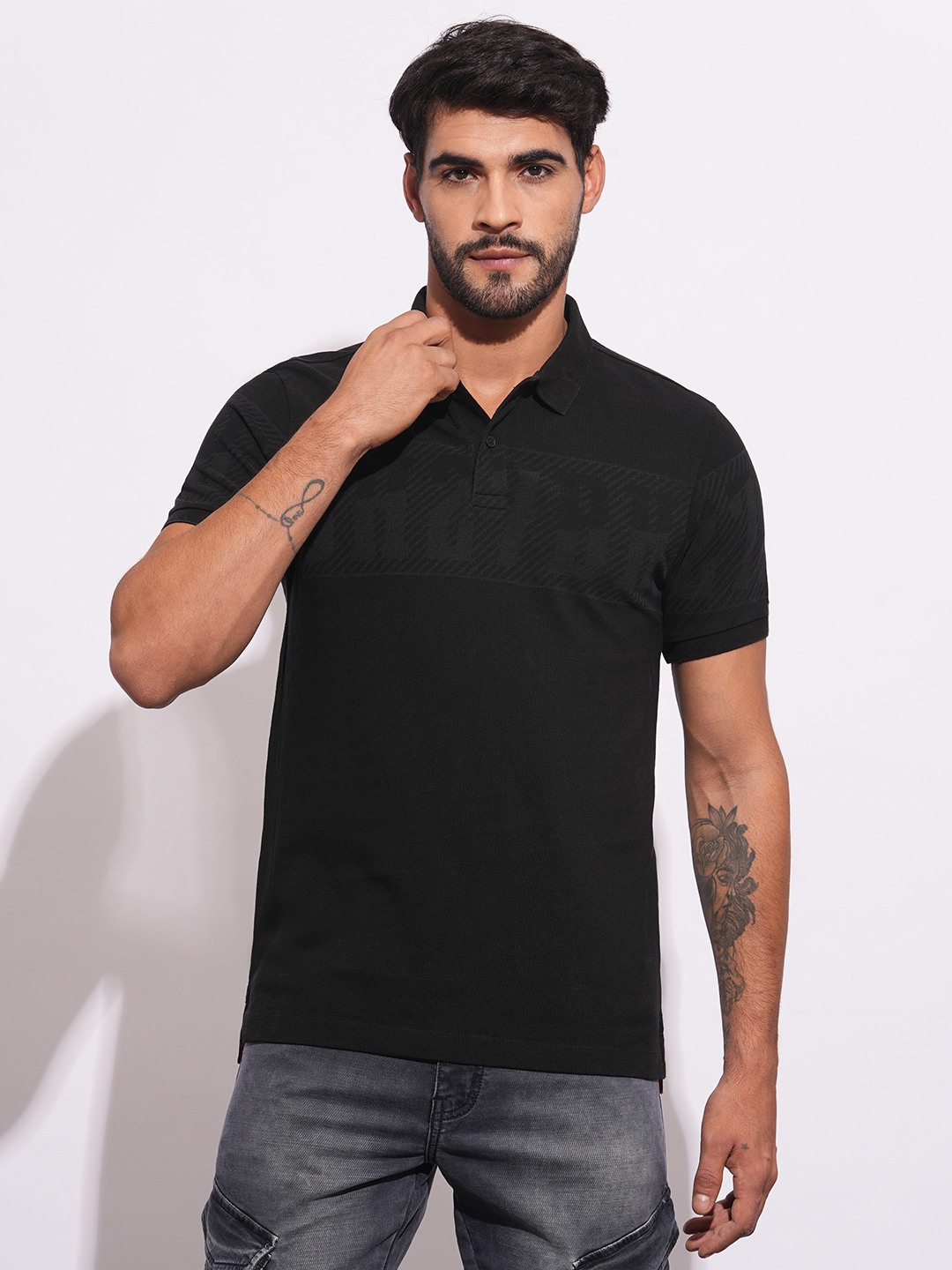 Being Human Mens-Top Polo Neck Black
