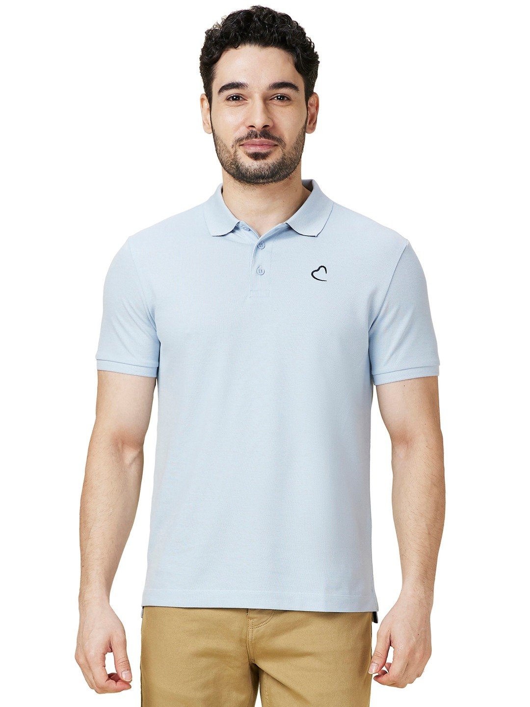 Being Human Mens-Top Polo Neck Sky Blue