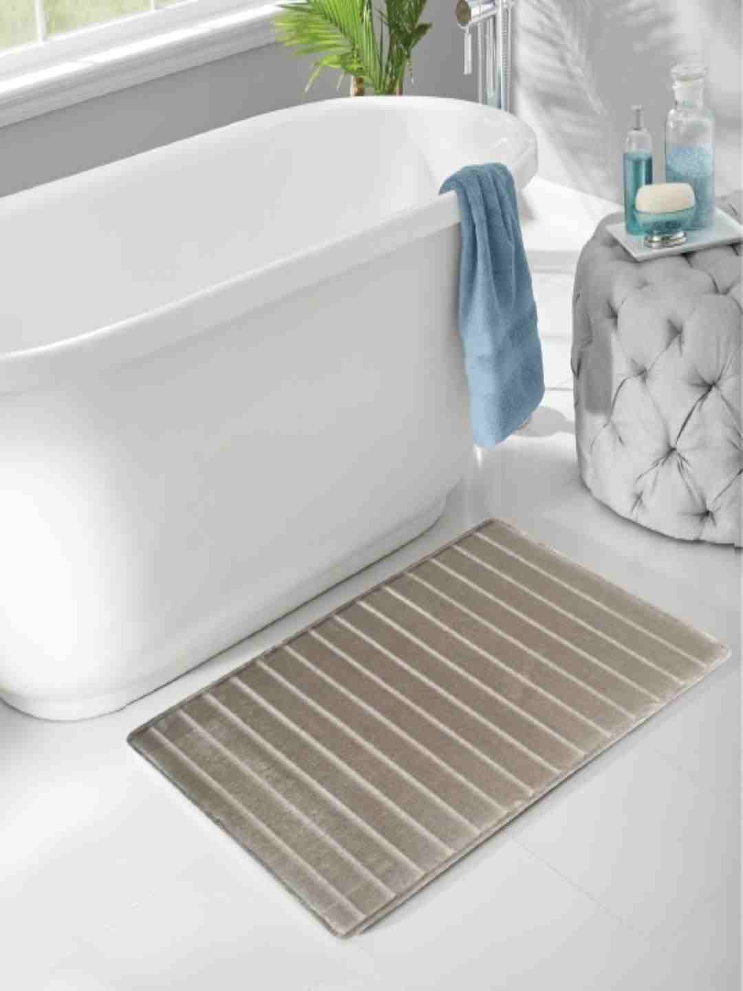 (50x75cm Beige) Memory Foam Bath Mat