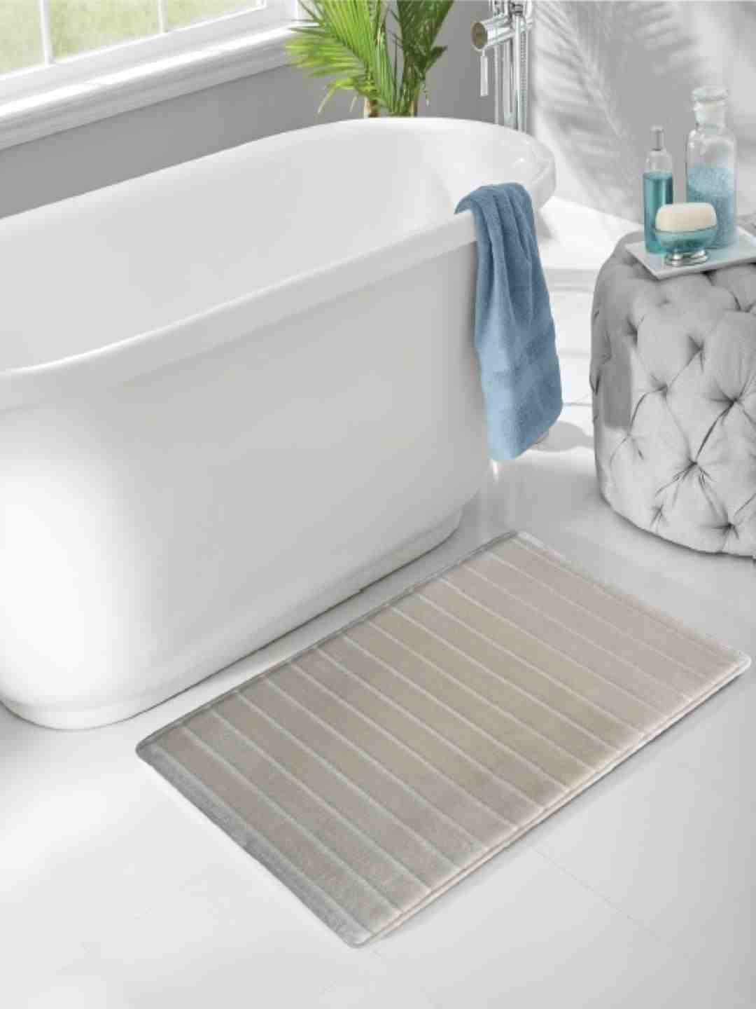 (50x100cm Cream) Memory Foam Bath Mat