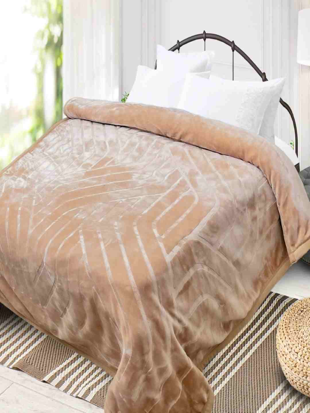 Nicole Beige Solid Elegance Double Blanket