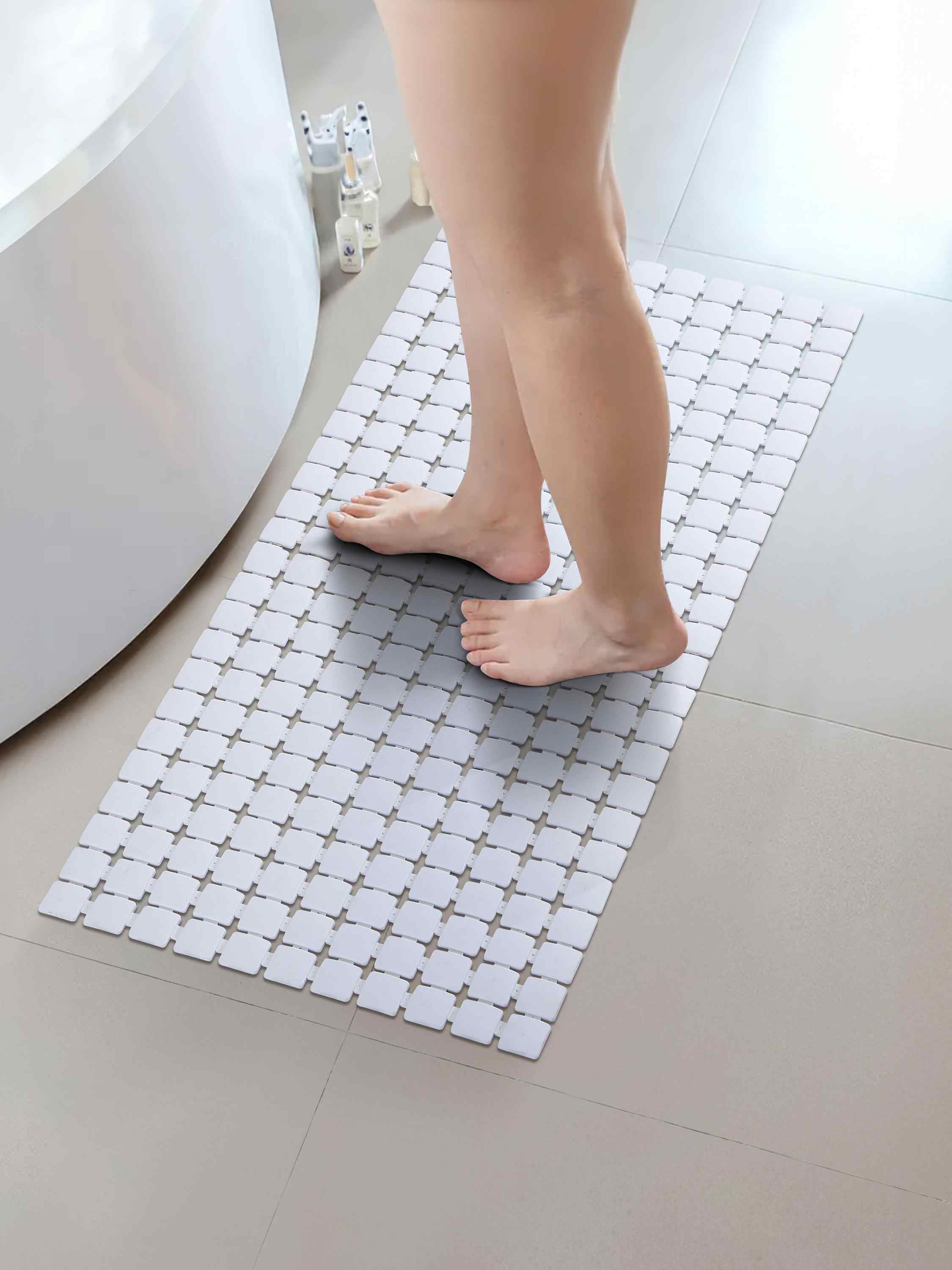 PVC White Shower Mat(38cmx85cm)