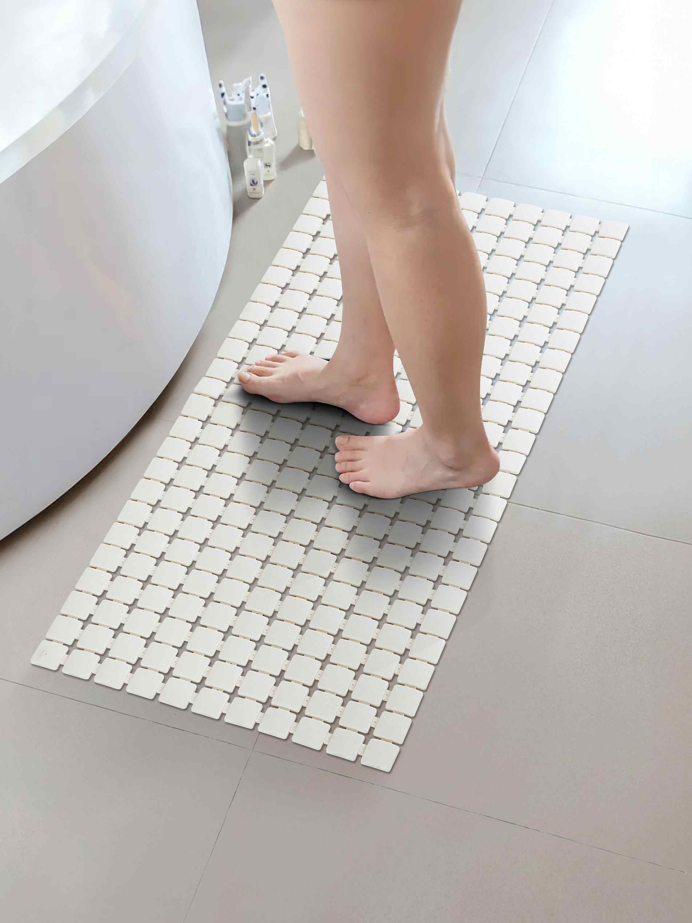 PVC Off White Shower Mat(38cmx85cm)