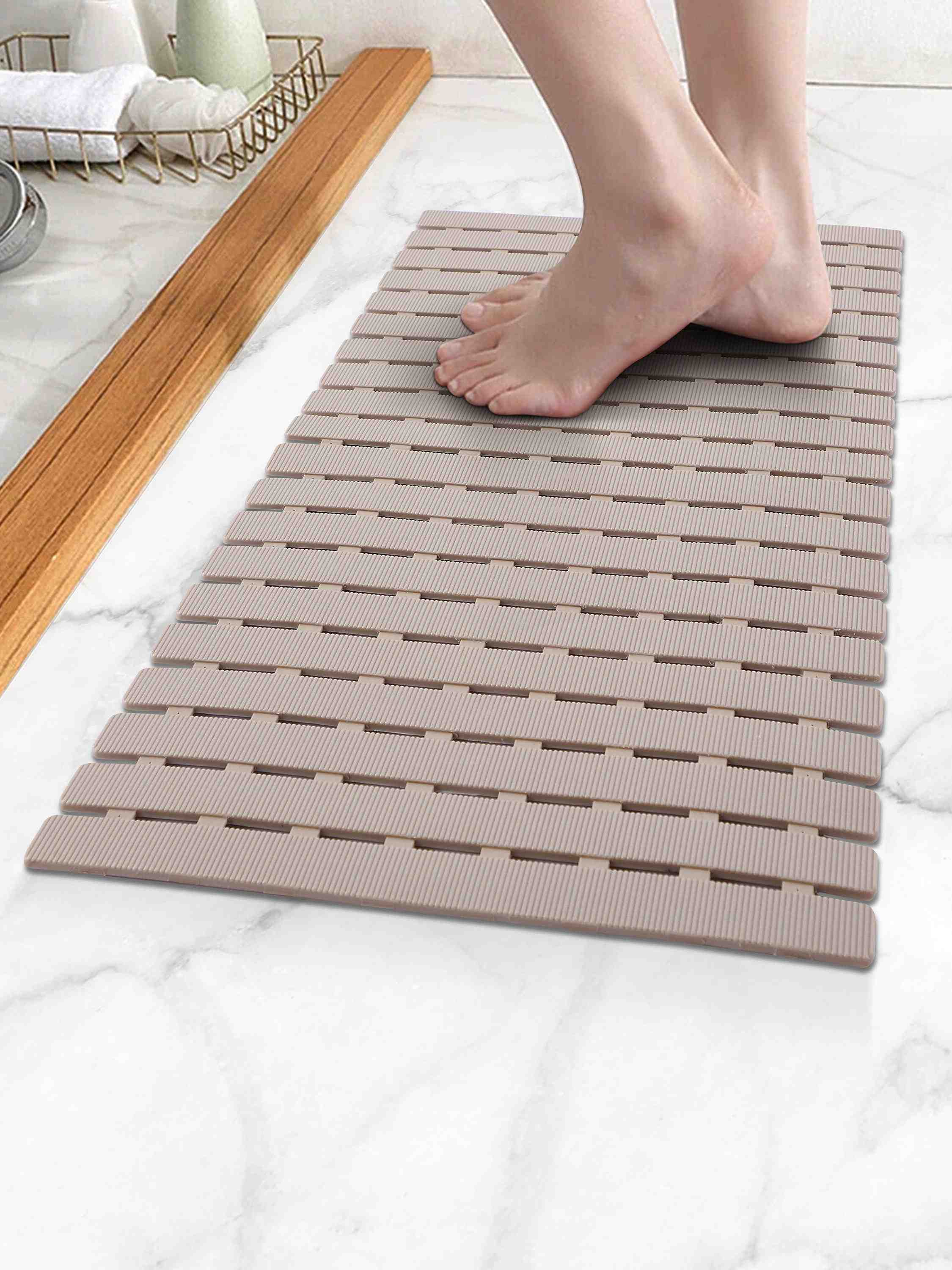 PVC Light Grey Shower Mat(38cmx85cm)