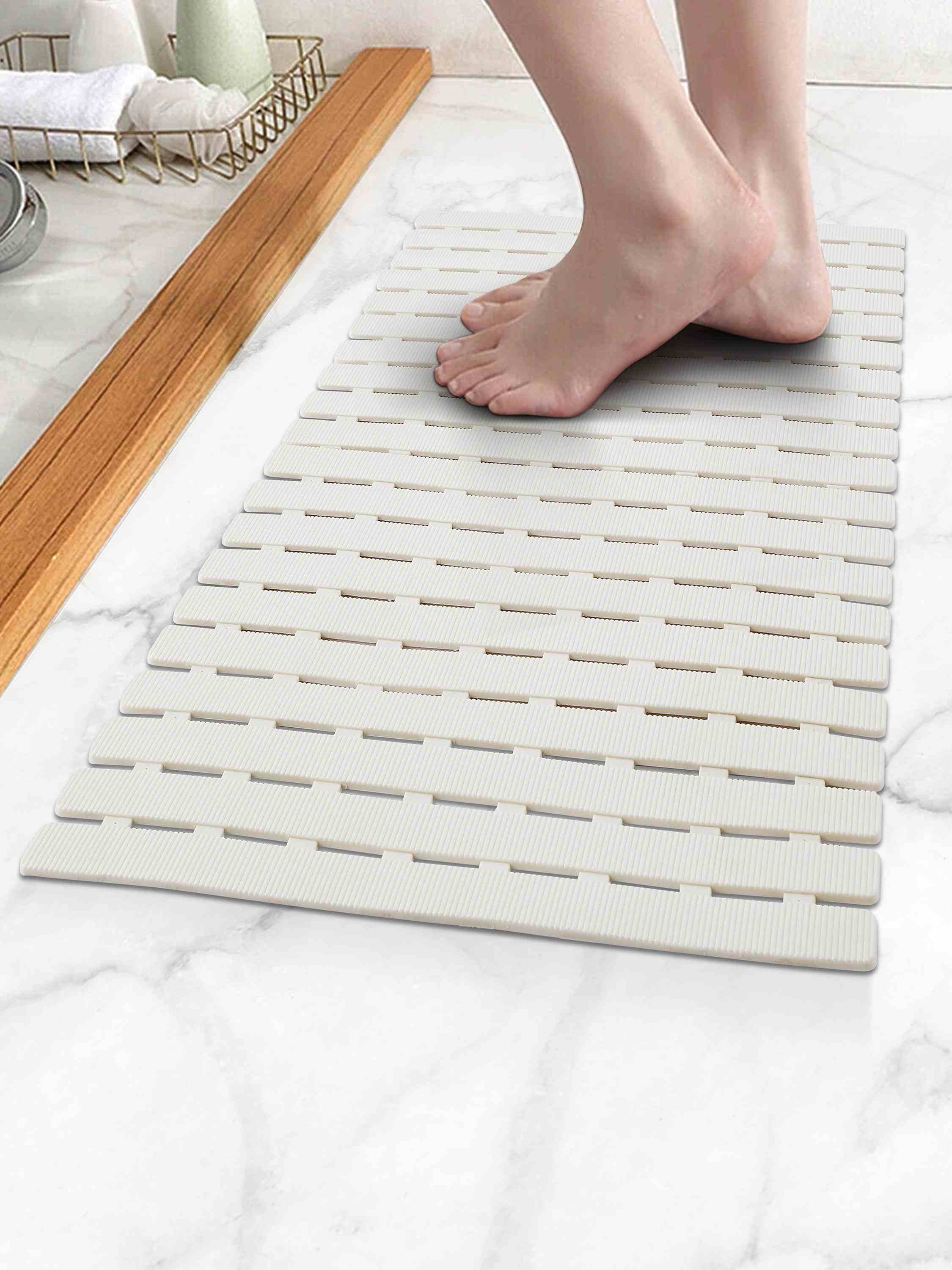 PVC Off White Shower Mat(39cmx69cm)