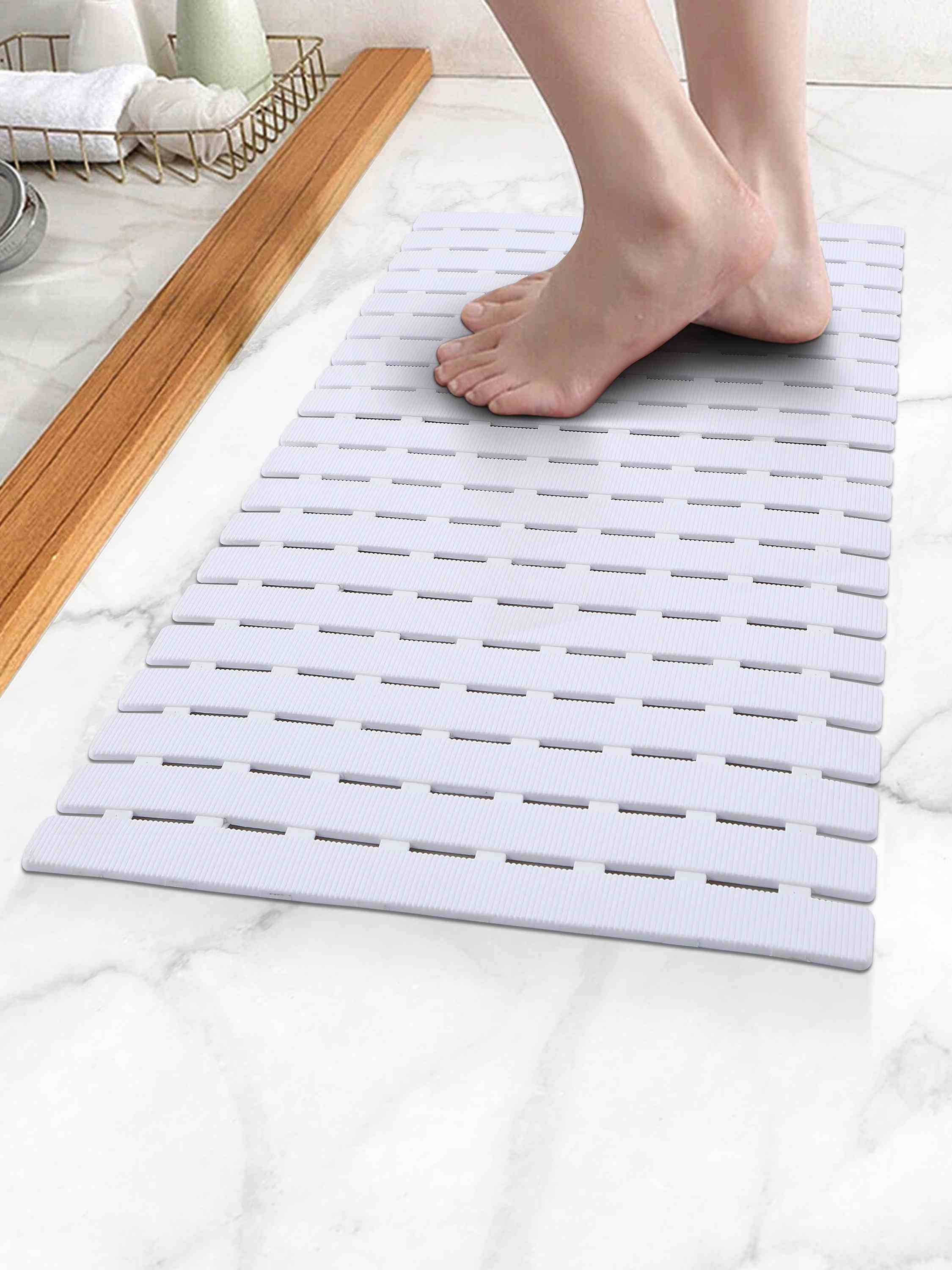 PVC White Shower Mat(39cmx69cm)