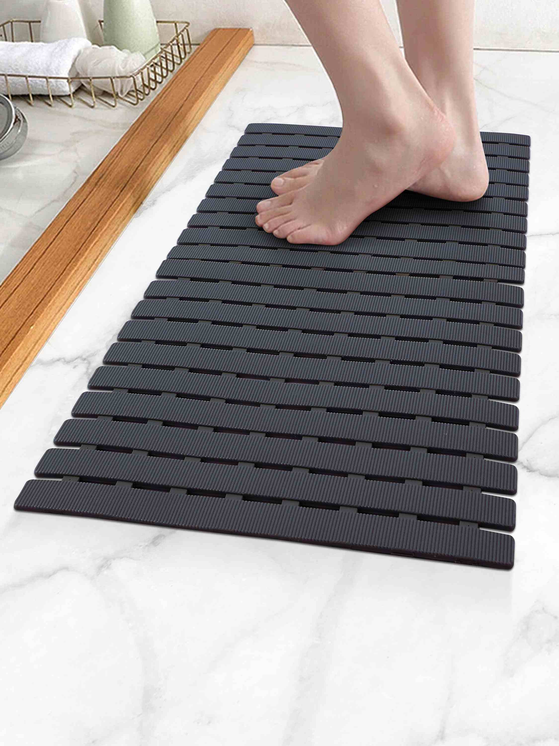 PVC Black Shower Mat(39cmx69cm)