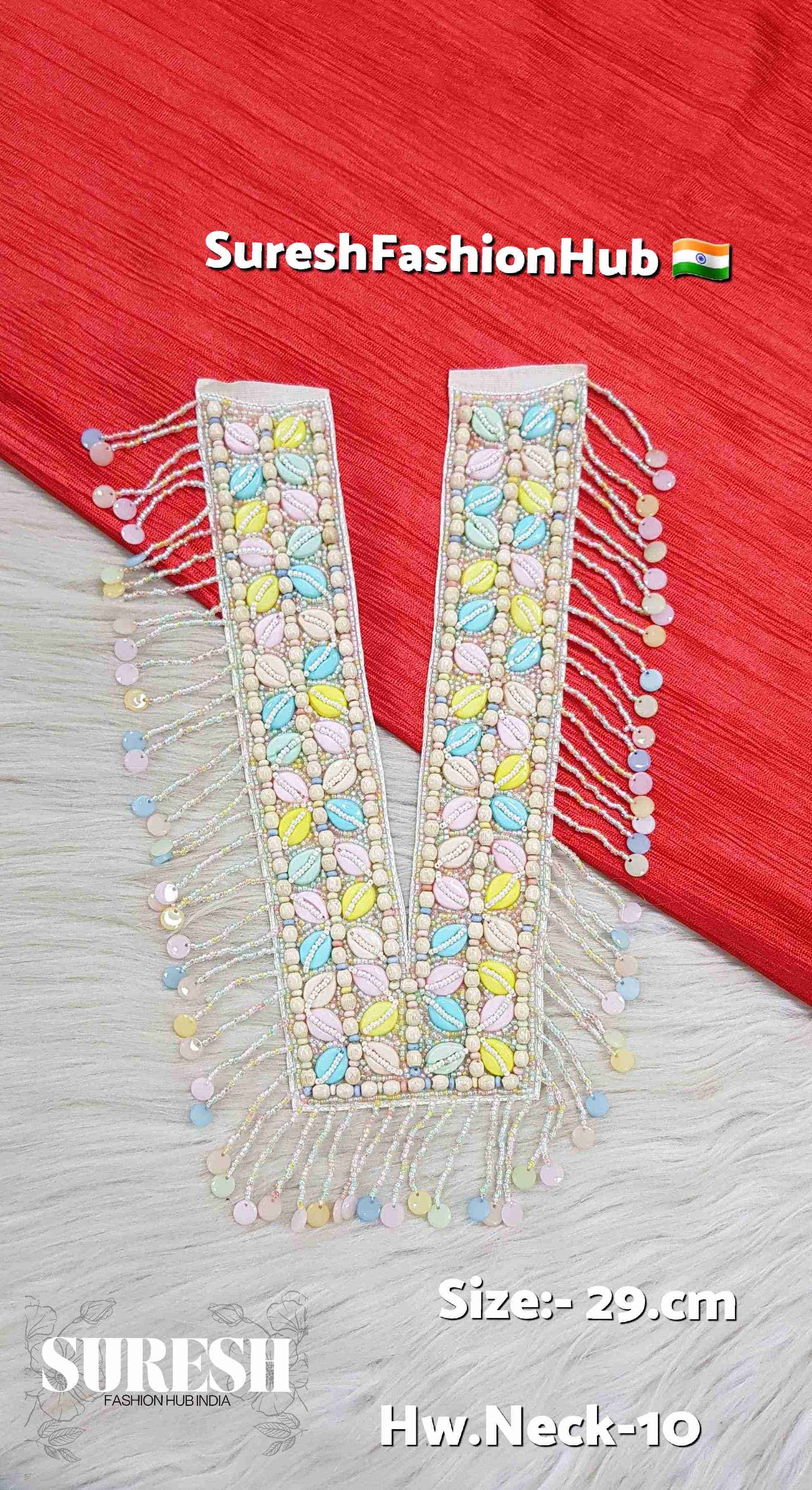 Boho Shell Handcrafted Neck Patch – Light Multi Color