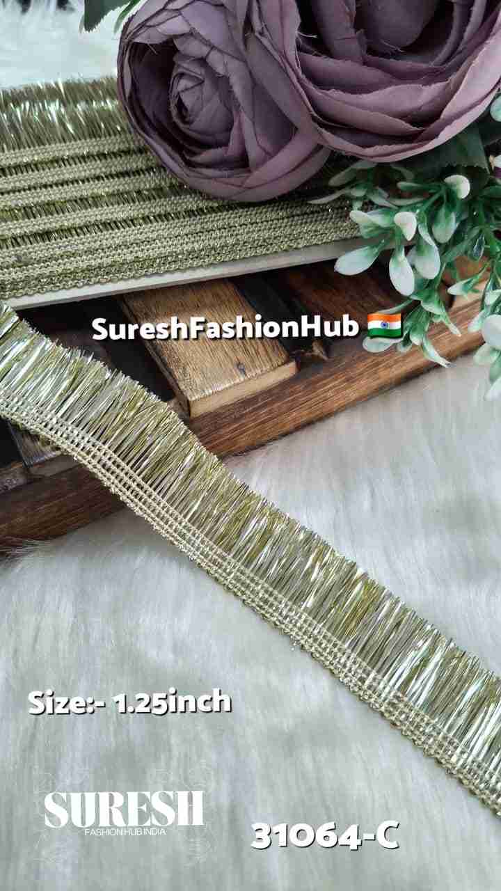 Light Gold Badla Fringe Border – 31064-C