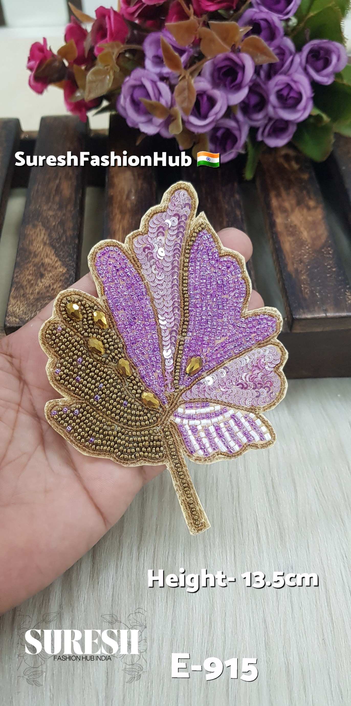 Handmade Leaf Patch – Left Side Lilac – Design No. E-915