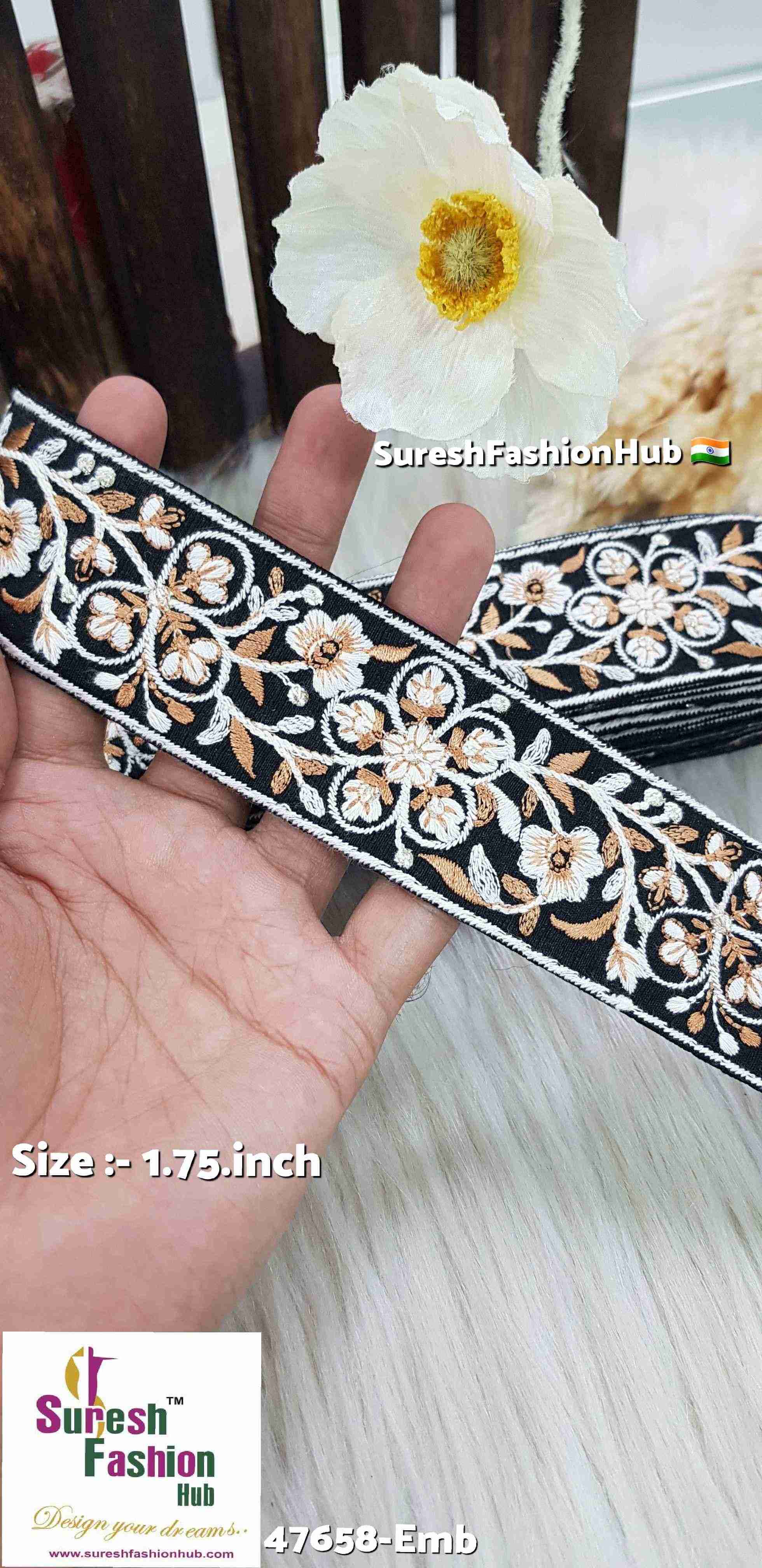 Black Ivory Bloom Floral Embroidery Lace