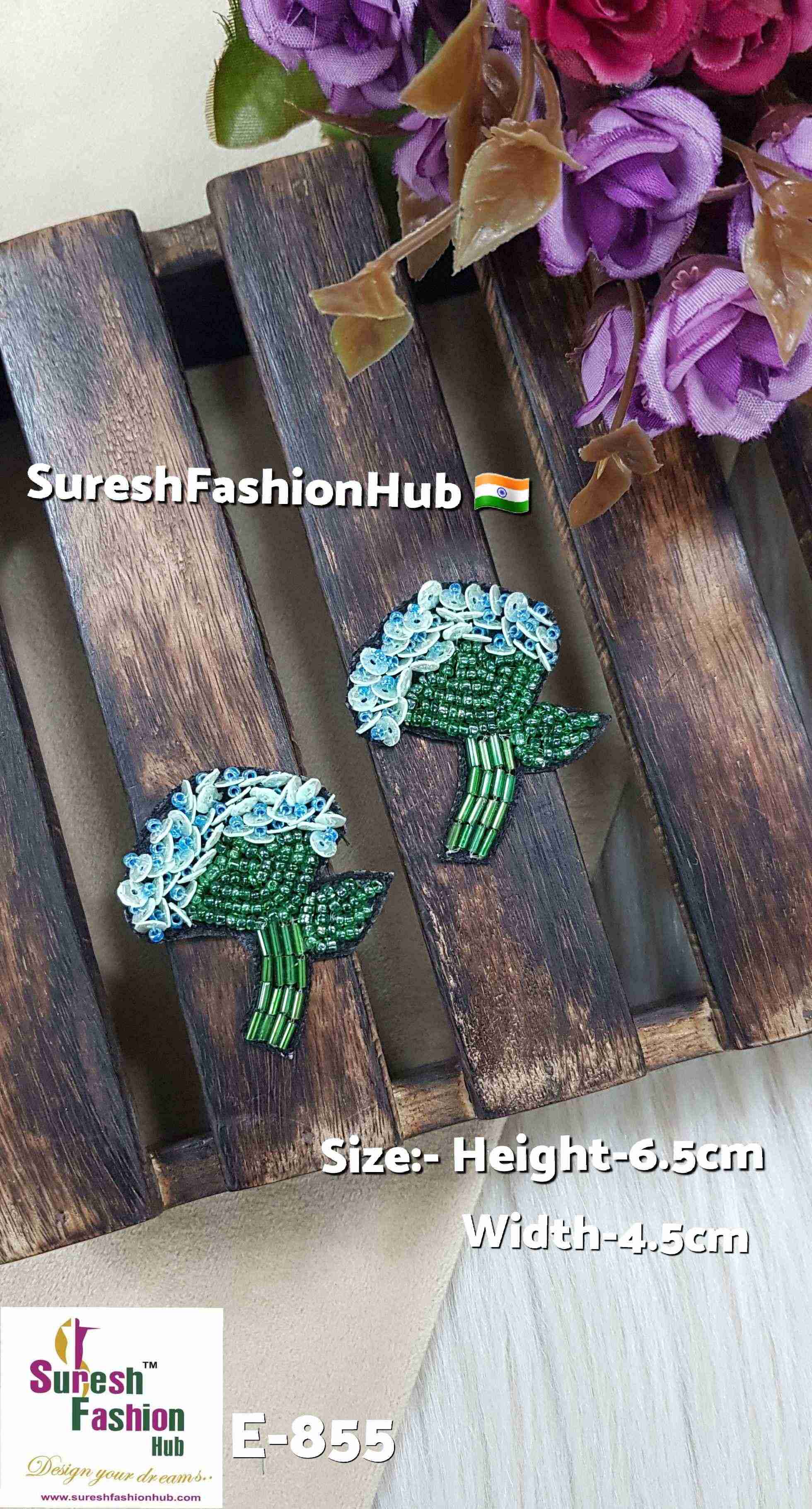 Handmade Seagreen & Dark Green Floral Patch