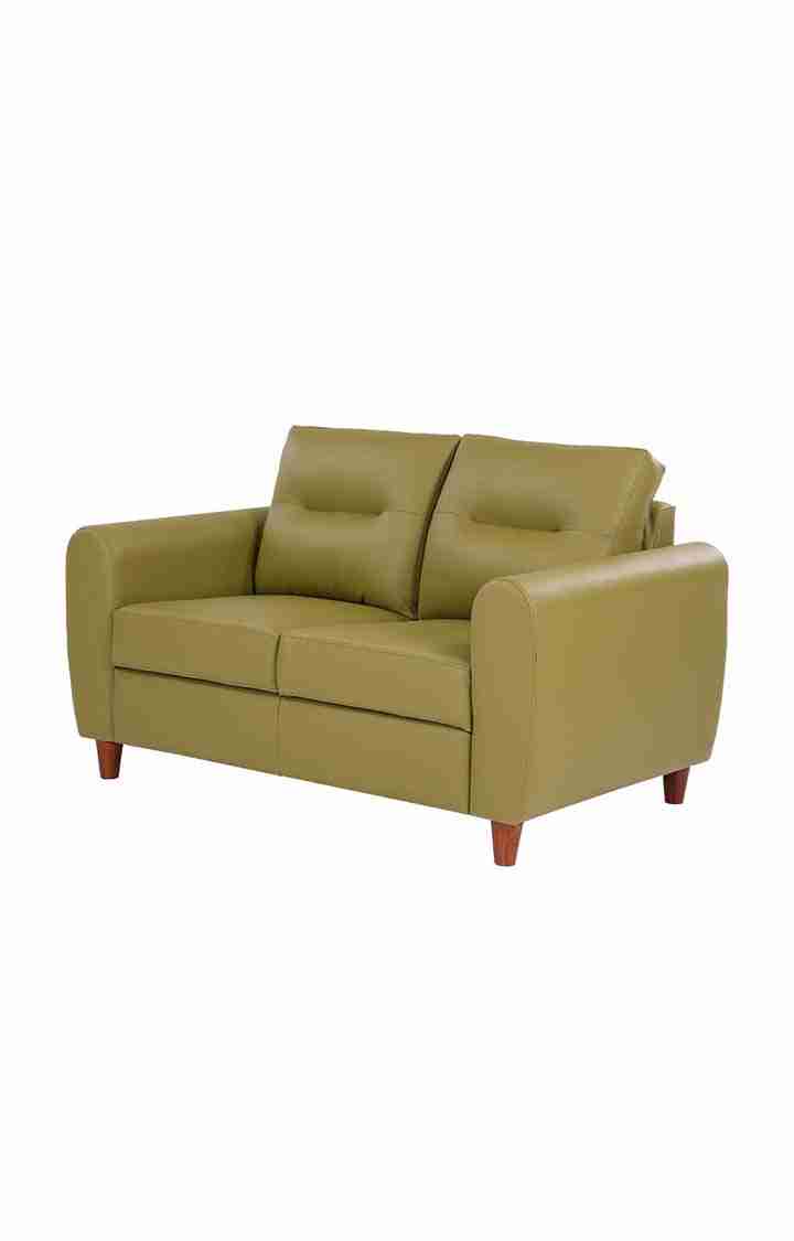 neudot Scott Sofa for Living Room |2 Persons Sofa|Premium Leatherette with Cushioned Armrest | Solid Wood Frame|2 Seater in Misty Green Color