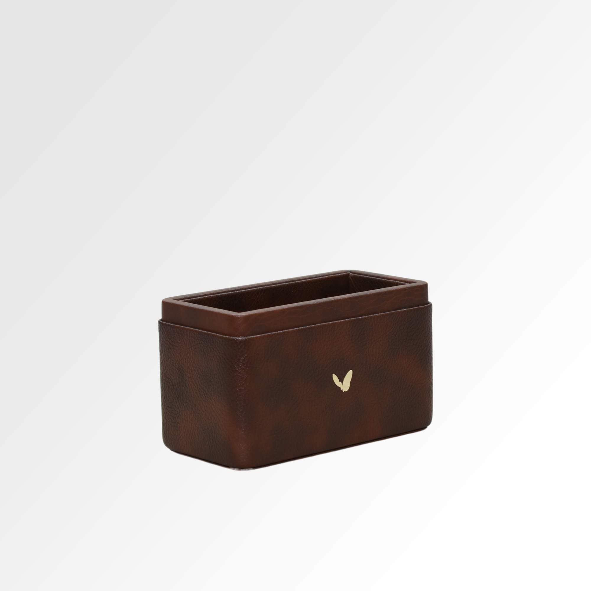 Pen/Pencil Holder | Faux Leather | Rectangular Medium | Classic | Brown