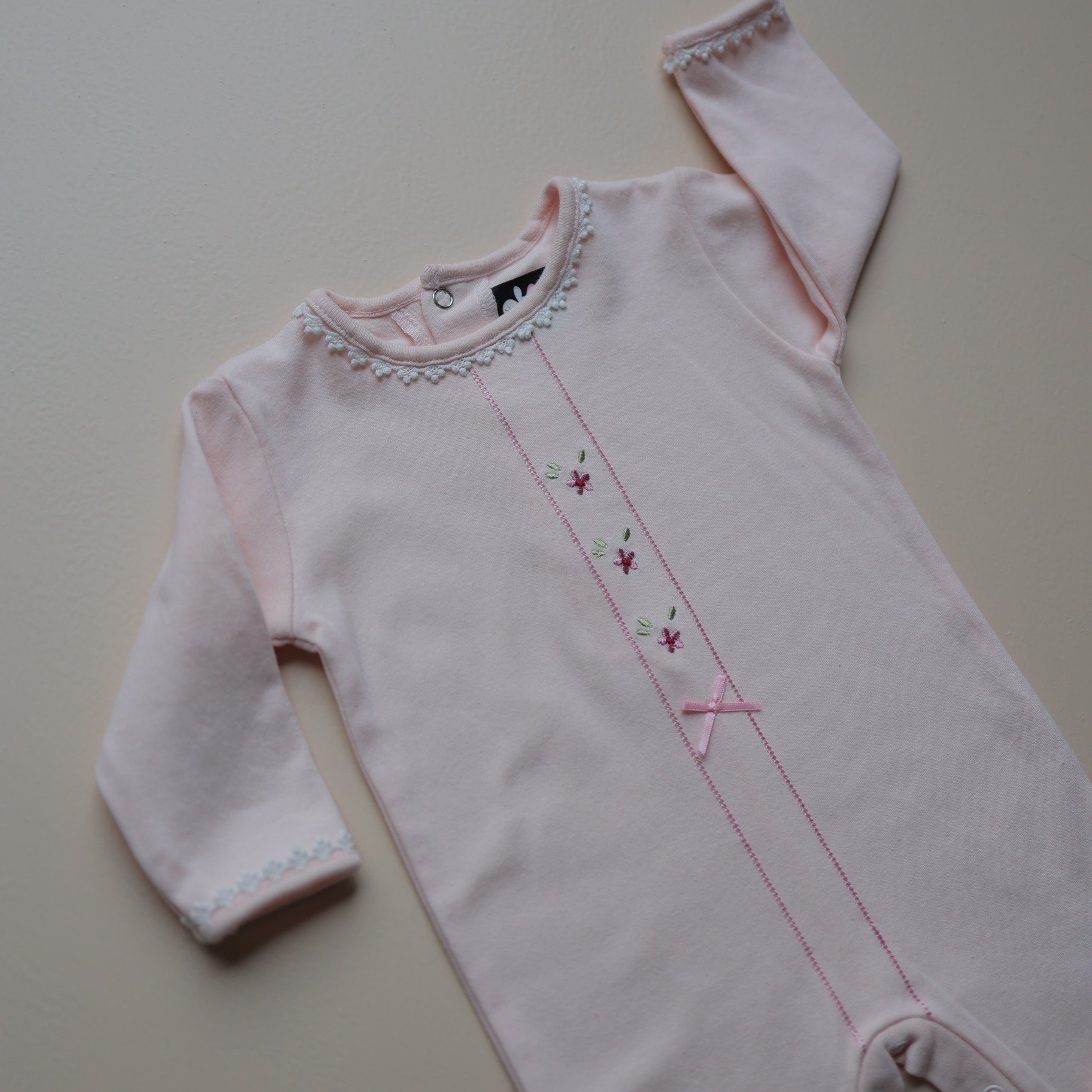 Rosy Bloom Lace Baby Romper