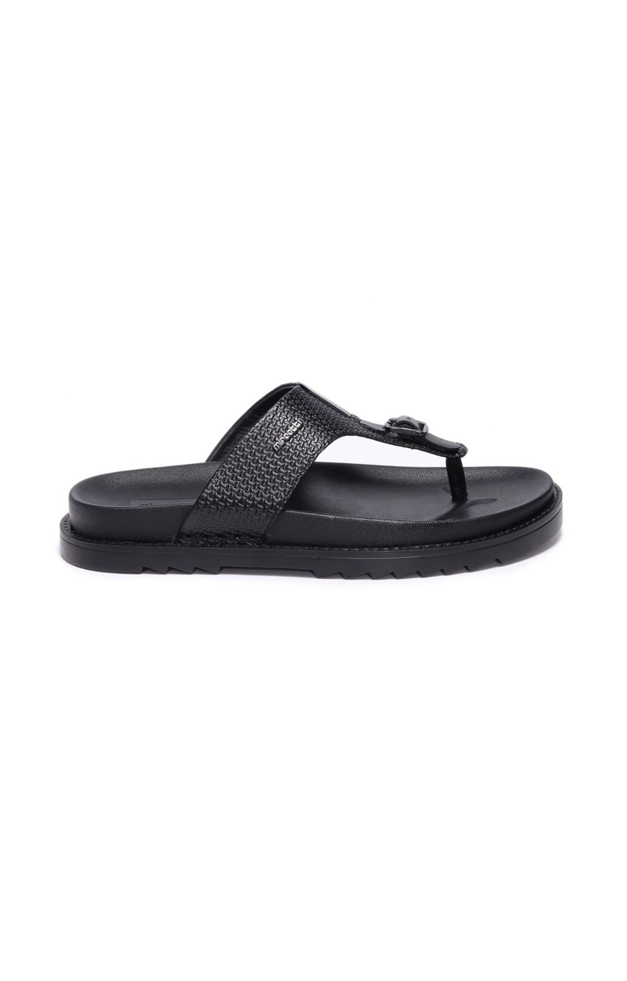 Men Black Comfort Thong Slippers