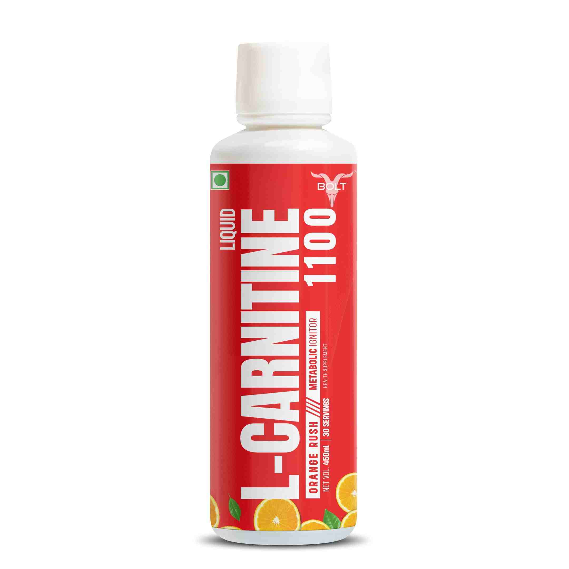 Bolt | L-Carnitine Liquid 1100 mg | Converts Fat into Energy | Orange Rush
