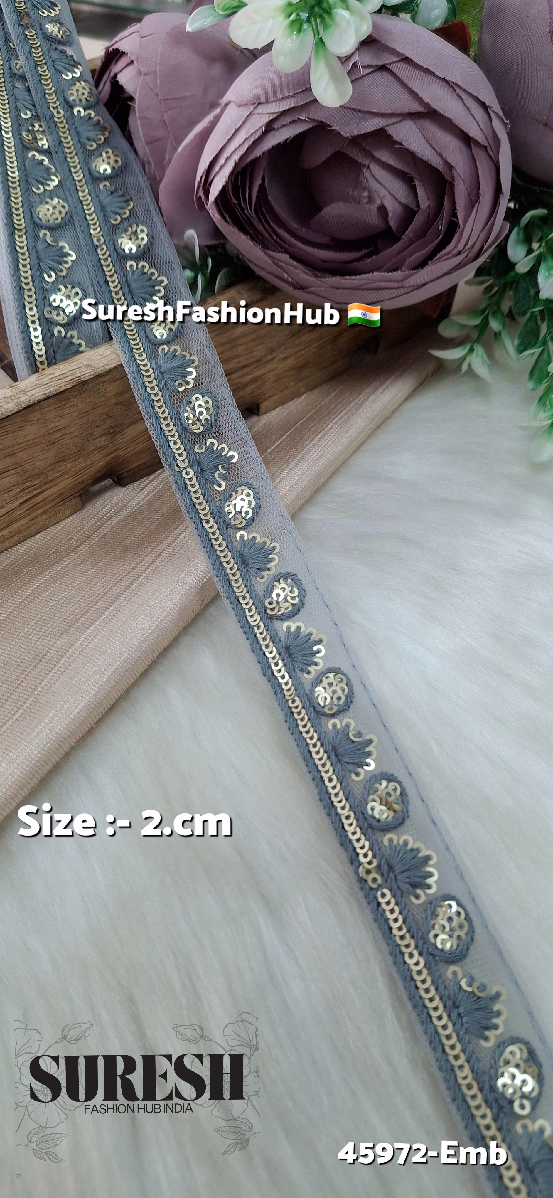 Grey Tone-on-Tone Embroidery Lace