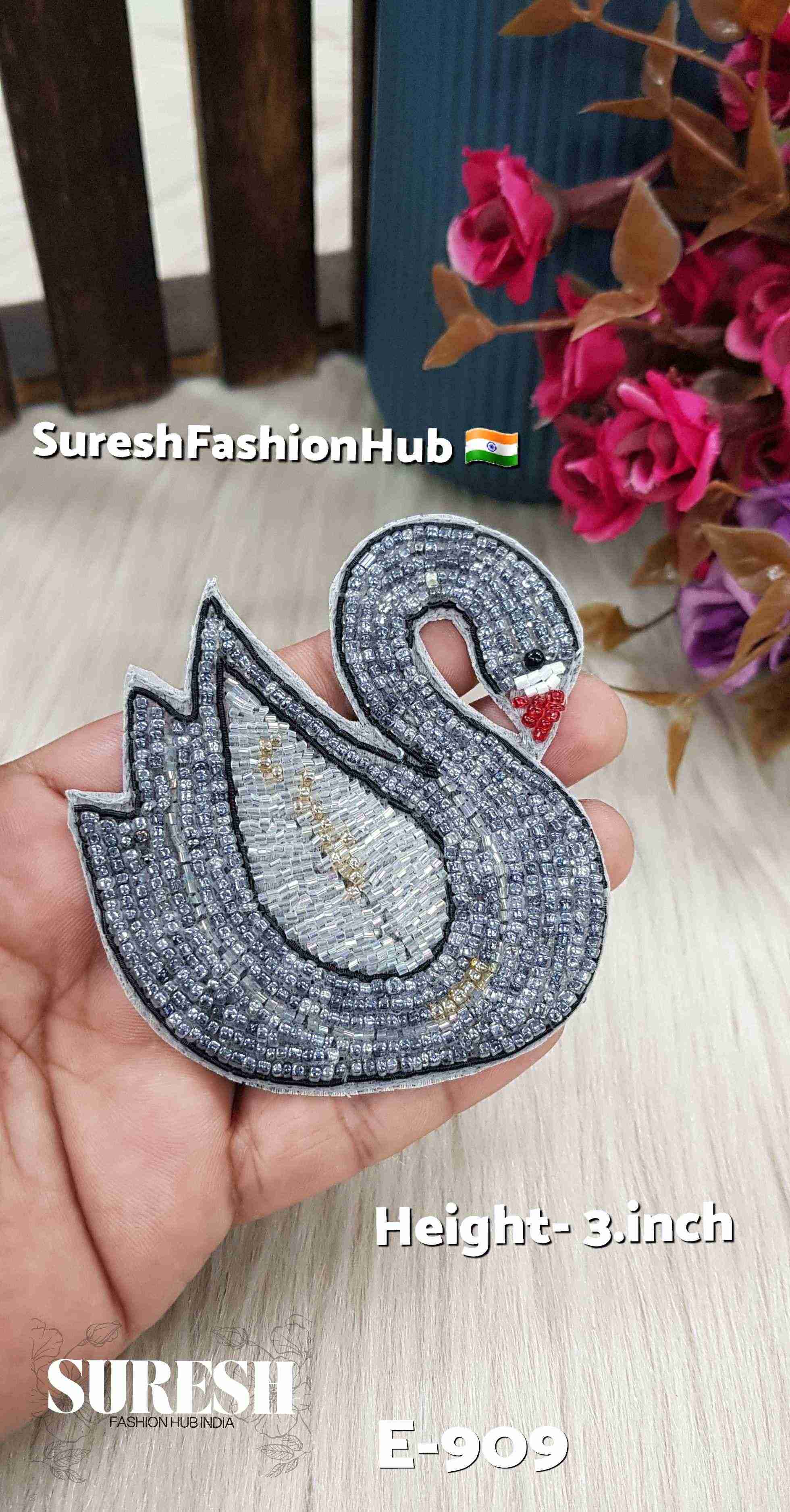 Grey Right Facing Swan Patch – E-909