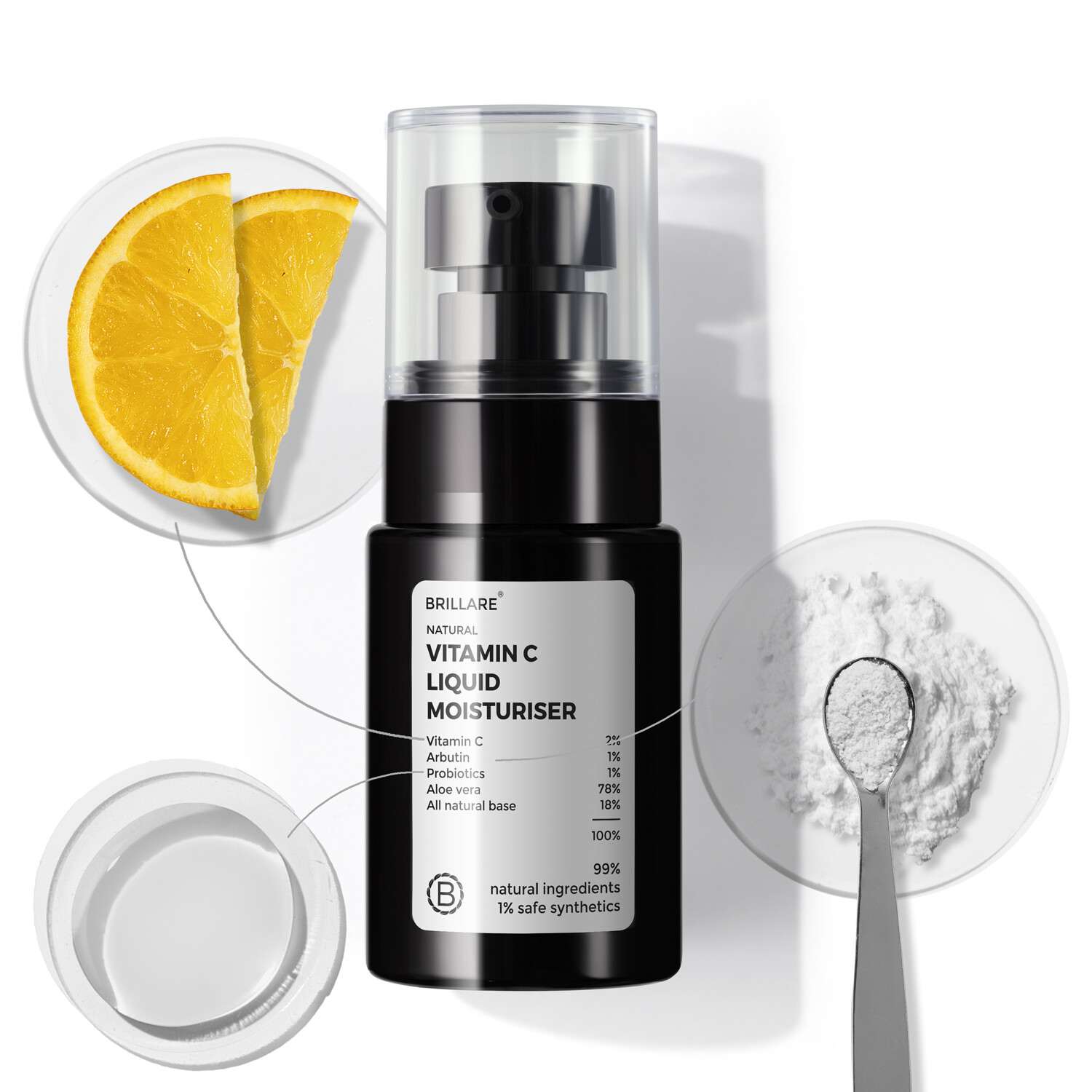 Brillare | Vitamin C Liquid Moisturizers | For Bright, Glowing Skin | 30ml