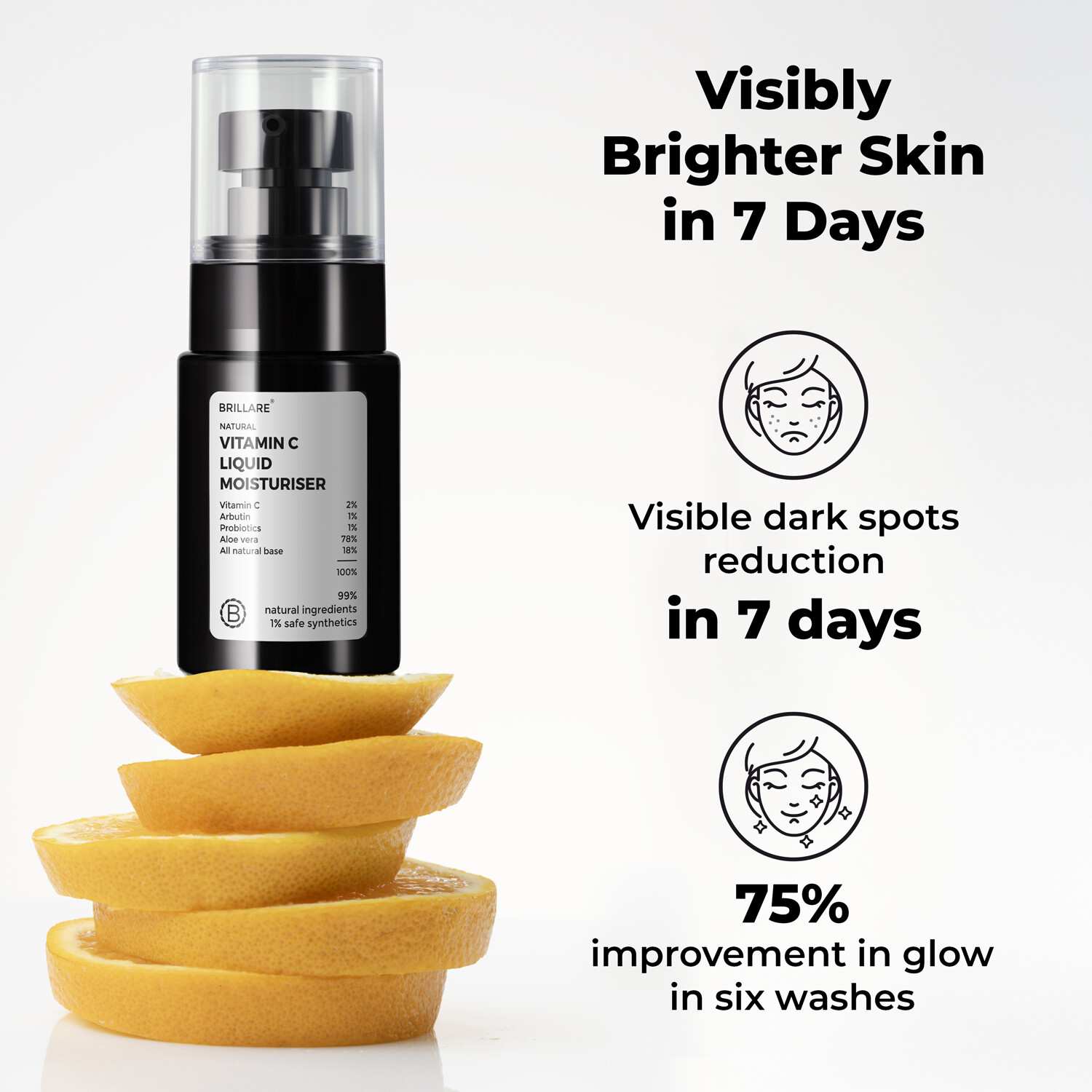 Brillare | Vitamin C Liquid Moisturizers | For Bright, Glowing Skin | 30ml