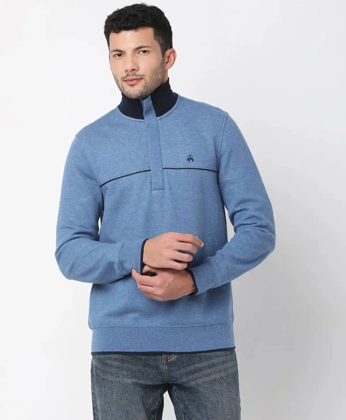 Brooks Brothers | Knitted Half Zip with contrast collar
