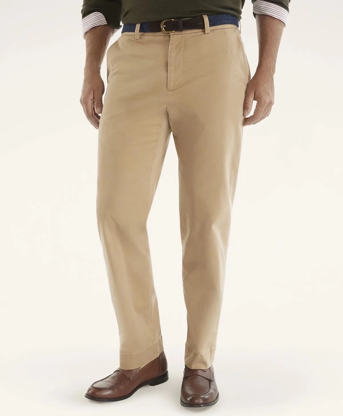 Brooks Brothers | Washed Twill Solid Straight Fit Chinos