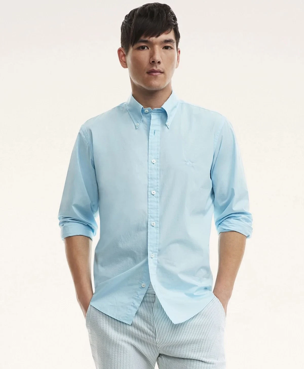 Brooks Brothers | Friday Poplin Polo Button-Down Collar Solid Regular Fit Sport Shirt