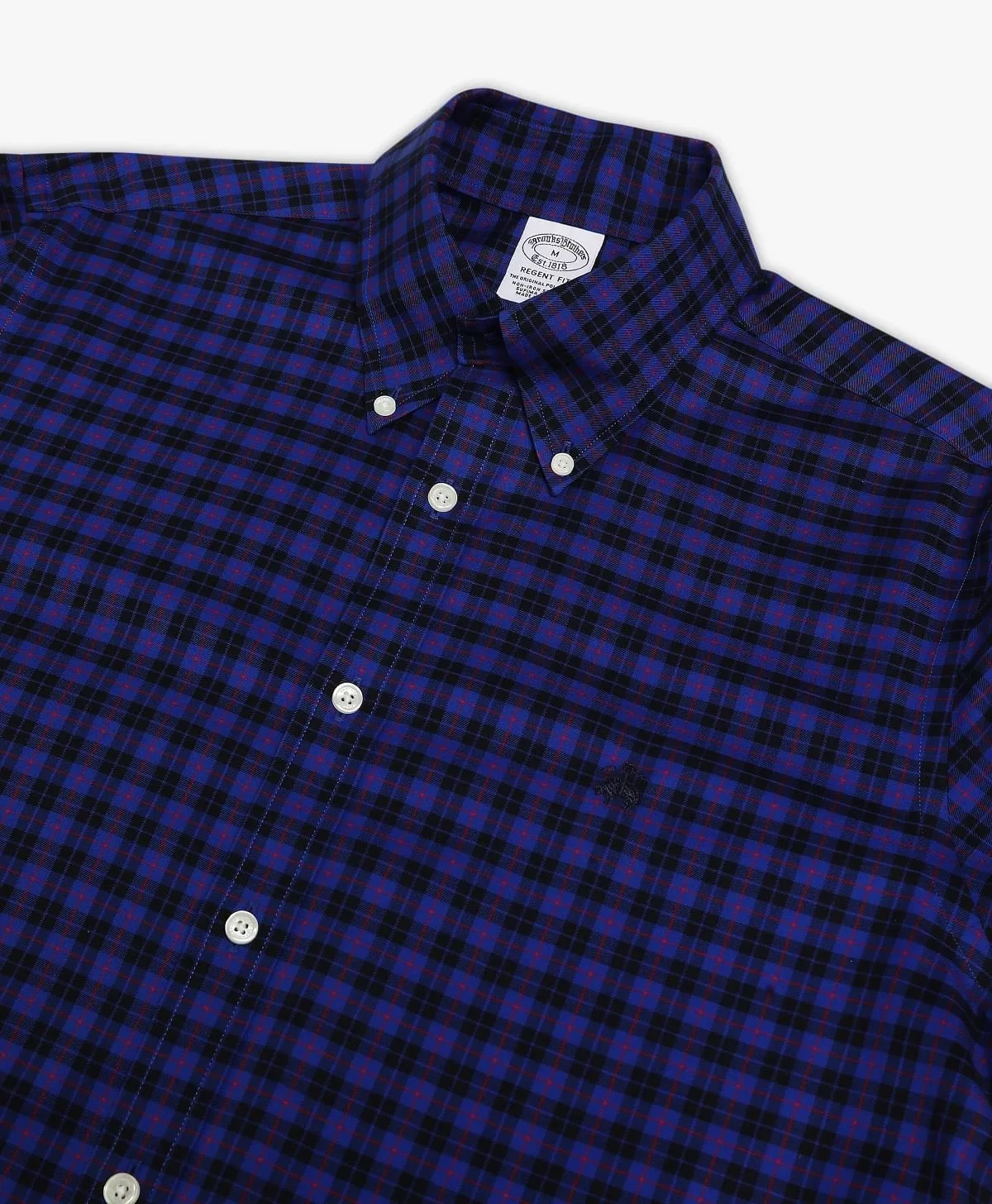 Non-Iron Twill Polo Button-Down Collar Tartan Regular Fit Sport Shirt
