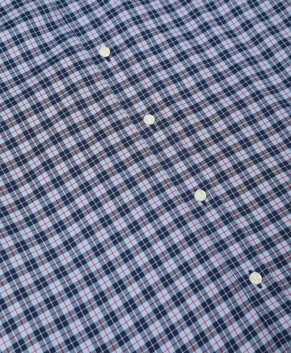 Non-Iron Twill Polo Button-Down Collar Tartan Regular Fit Sport Shirt