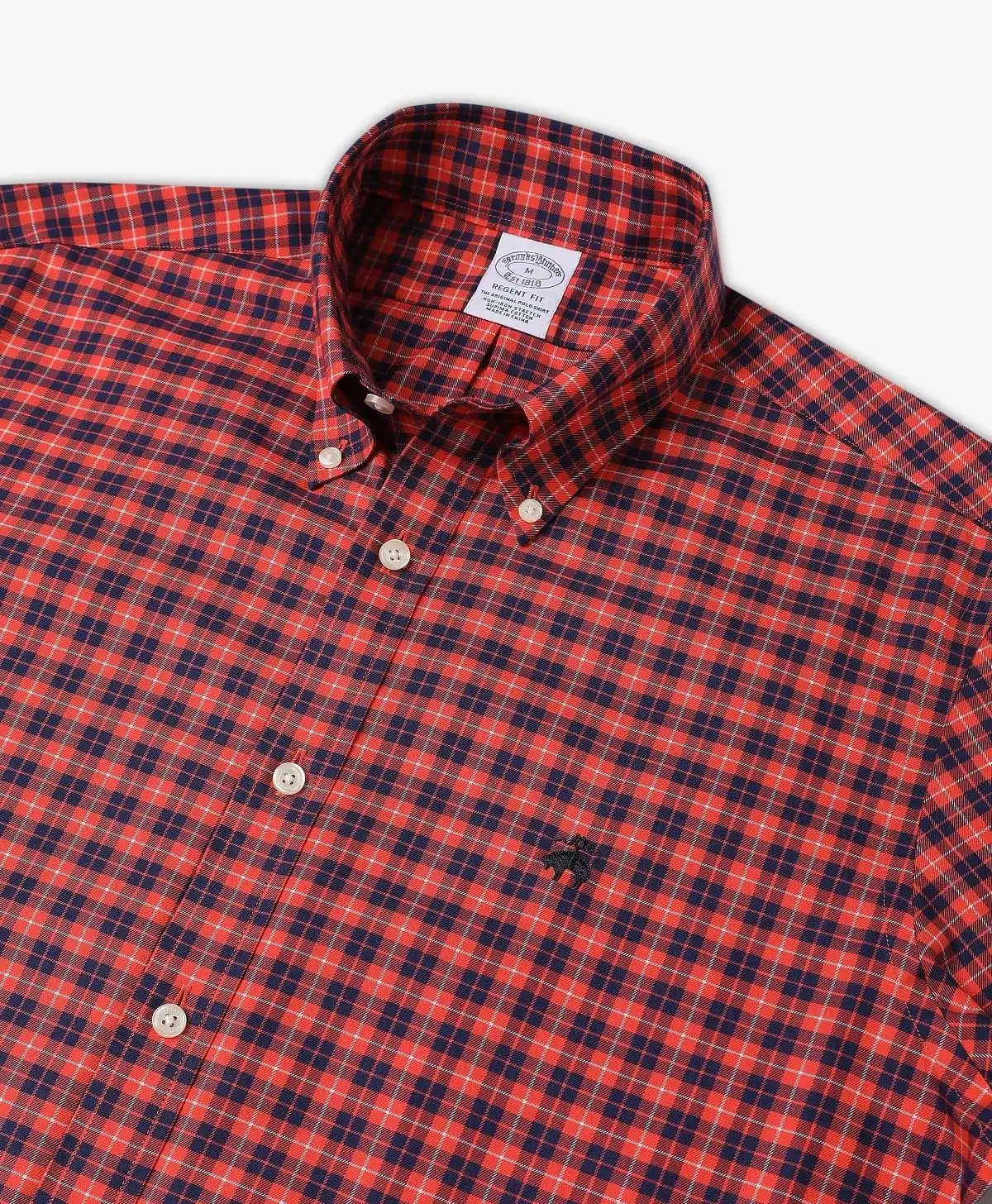 Non-Iron Twill Polo Button-Down Collar Tartan Regular Fit Sport Shirt