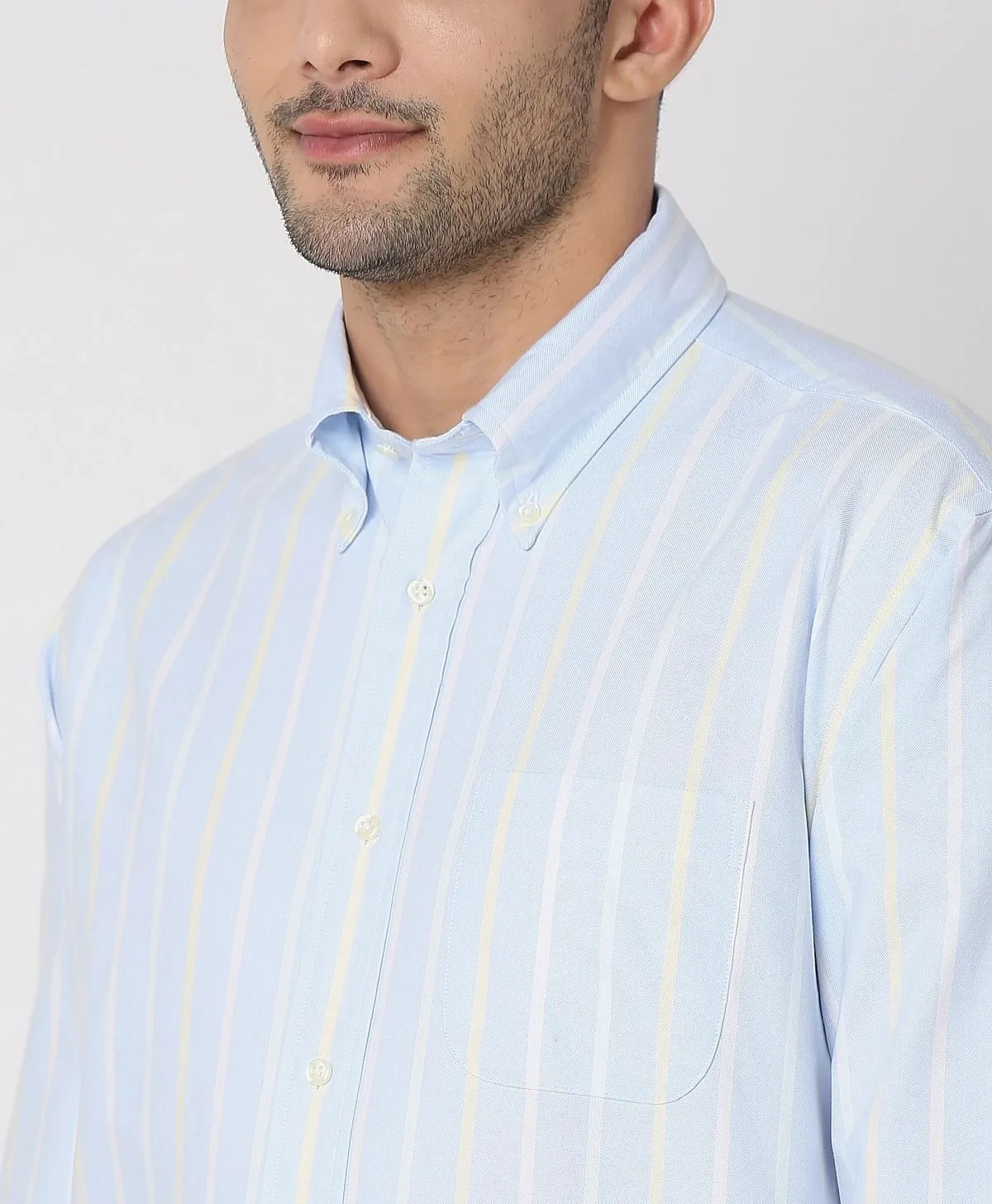 Regular Finish Oxford Polo Button-Down Collar Striped Regular Fit Sport Shirt
