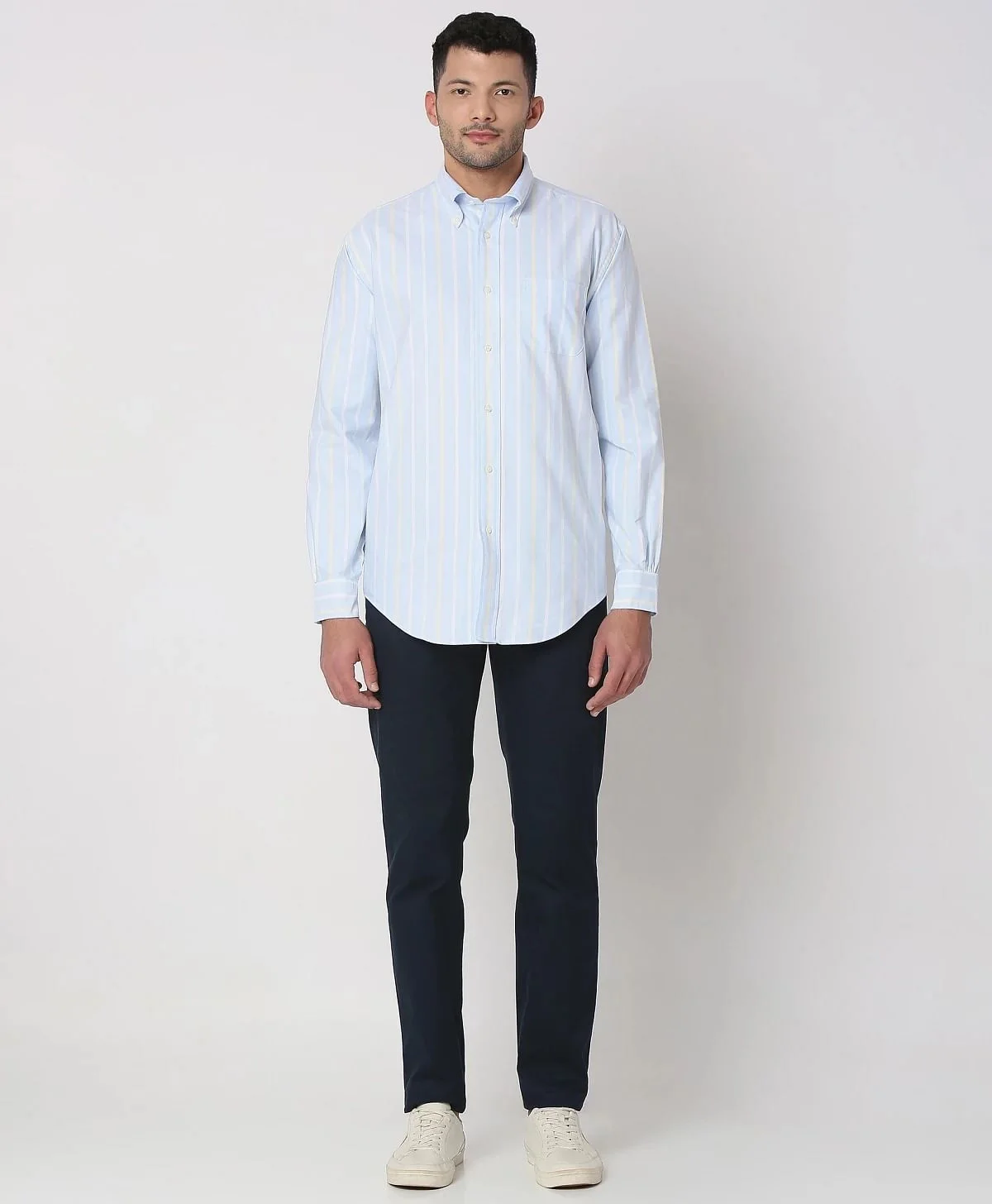 Regular Finish Oxford Polo Button-Down Collar Striped Regular Fit Sport Shirt