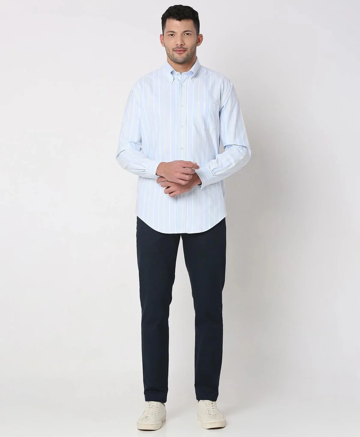 Regular Finish Oxford Polo Button-Down Collar Striped Regular Fit Sport Shirt