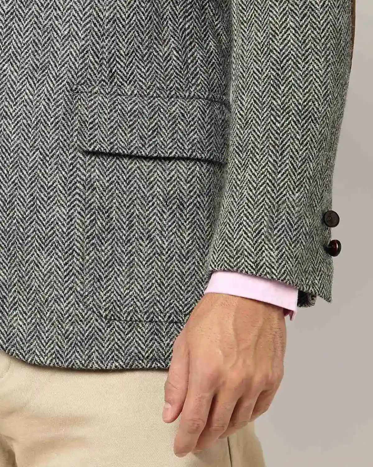1818 Harris Tweed Herringbone Notch Lapel Regular Fit Sport Coat