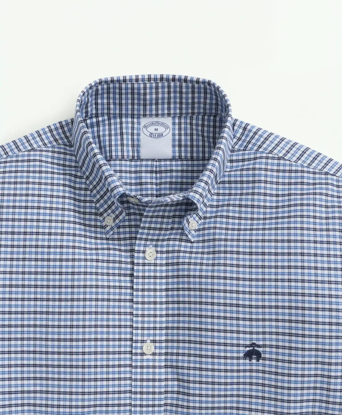 Non-Iron Oxford Polo Button-Down Collar Mini Graph Checks Regular Fit Sport Shirt