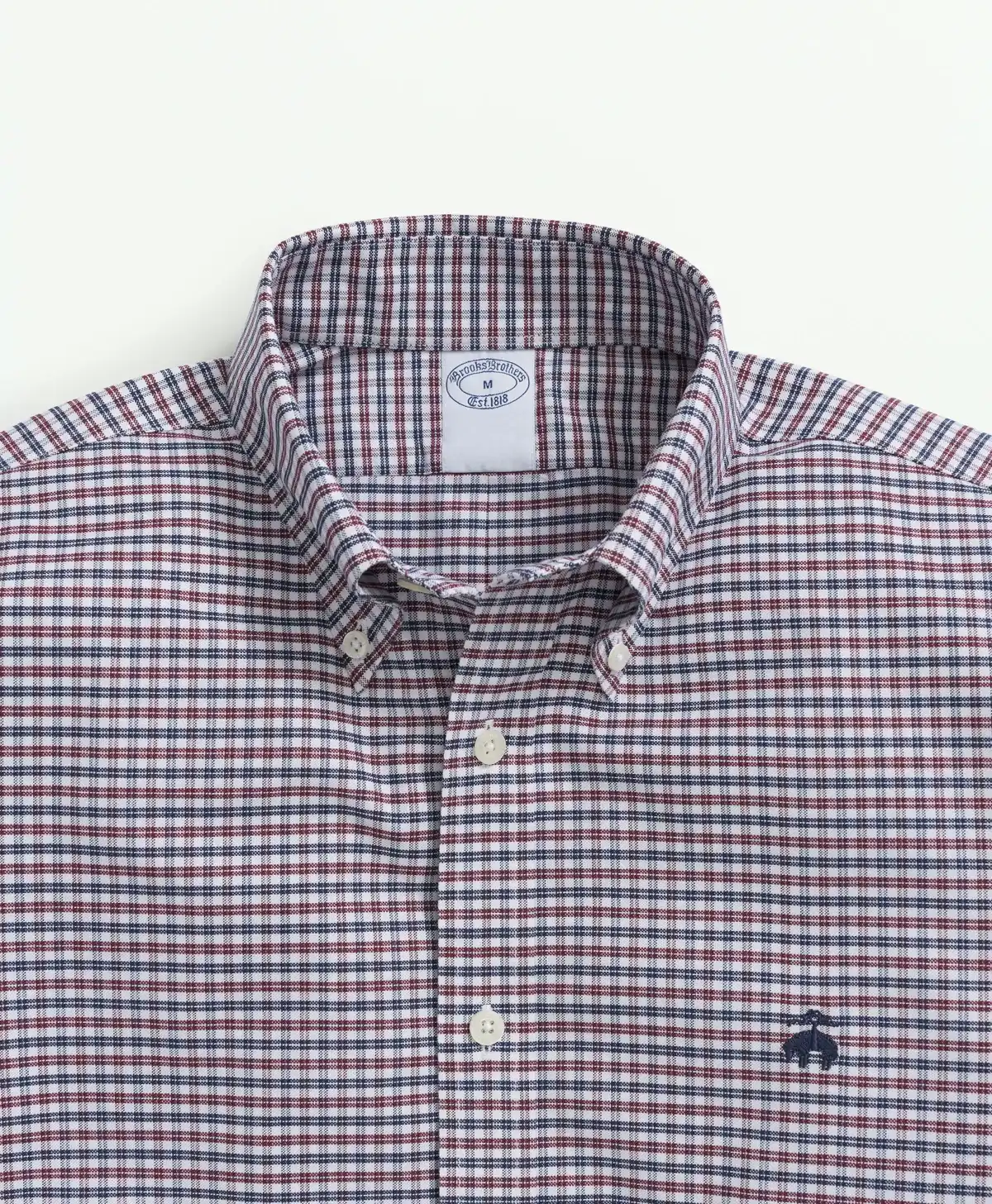 Non-Iron Oxford Polo Button-Down Collar Mini Graph Checks Regular Fit Sport Shirt