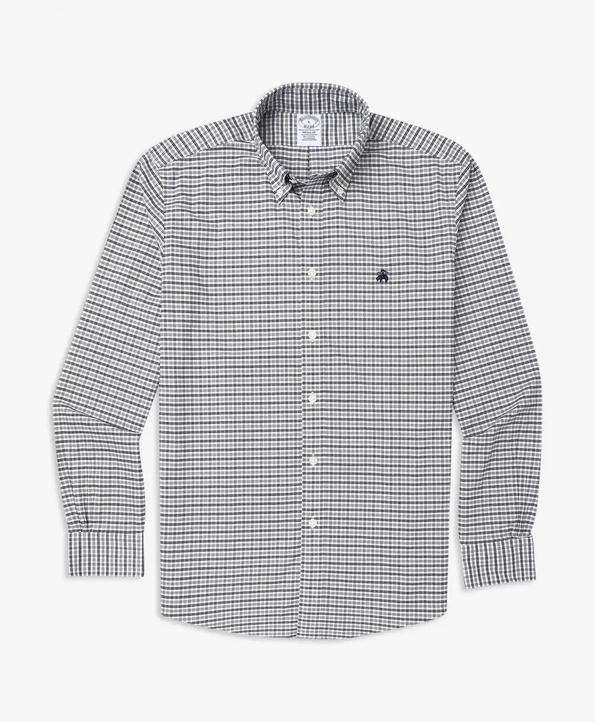 Non-Iron Oxford Polo Button-Down Collar Mini Graph Checks Regular Fit Sport Shirt