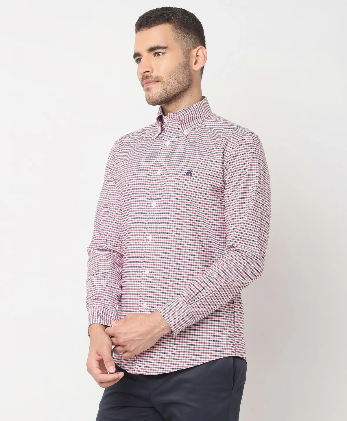 Non-Iron Oxford Polo Button-Down Collar Mini Graph Checks Regular Fit Sport Shirt