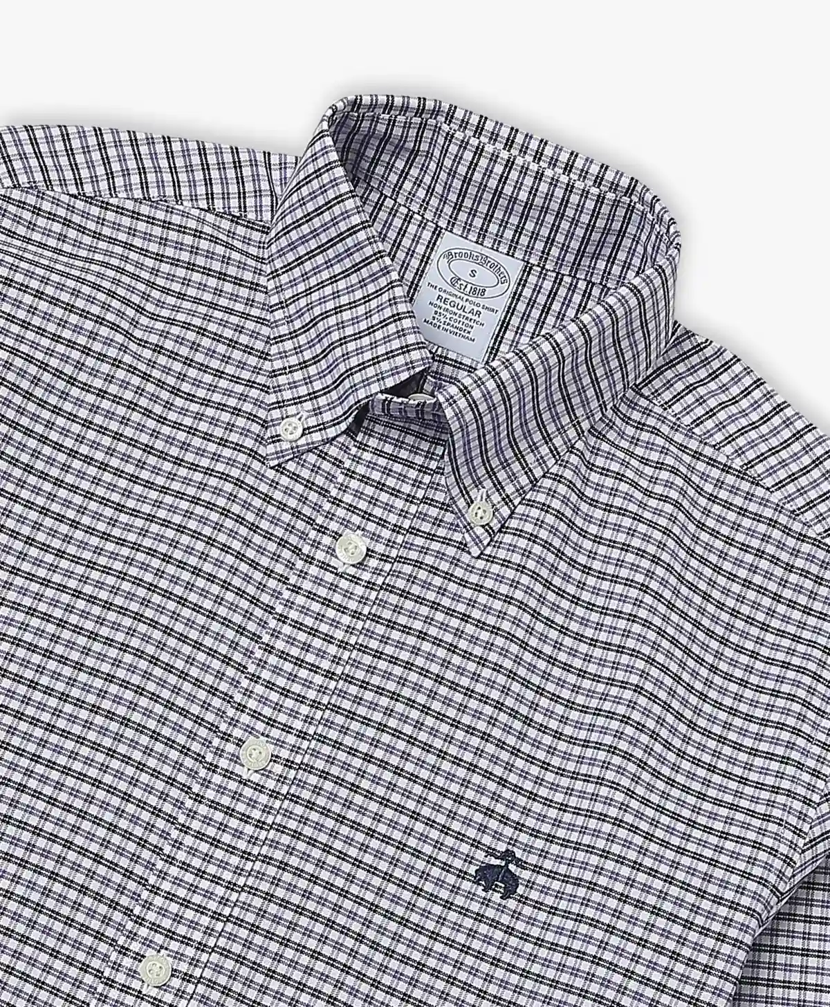 Non-Iron Oxford Polo Button-Down Collar Mini Graph Checks Regular Fit Sport Shirt