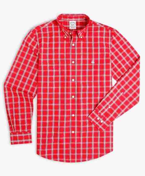 Regular Finish Oxford Polo Button-Down Collar Windowpane Regular Fit Sport Shirt