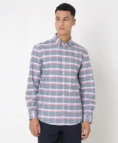 Regular Finish Oxford Polo Button-Down Collar Checked Regular Fit Sport Shirt