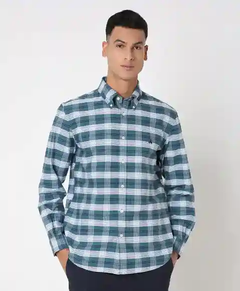 Regular Finish Oxford Polo Button-Down Collar Checked Regular Fit Sport Shirt