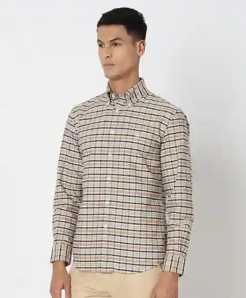 Regular Finish Oxford Polo Button-Down Collar Checked Regular Fit Sport Shirt