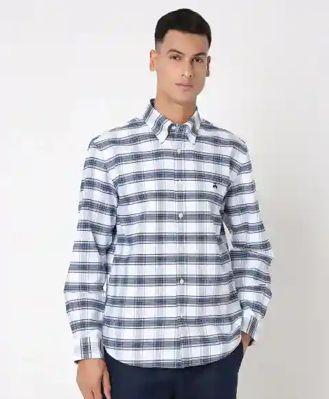 Regular Finish Oxford Polo Button-Down Collar Checked Regular Fit Sport Shirt