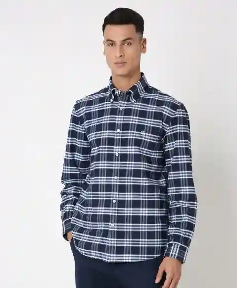 Regular Finish Oxford Polo Button-Down Collar Checked Regular Fit Sport Shirt