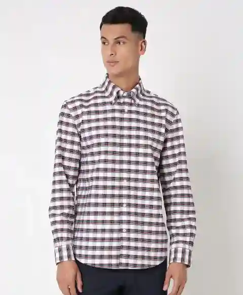 Regular Finish Oxford Polo Button-Down Collar Checked Regular Fit Sport Shirt